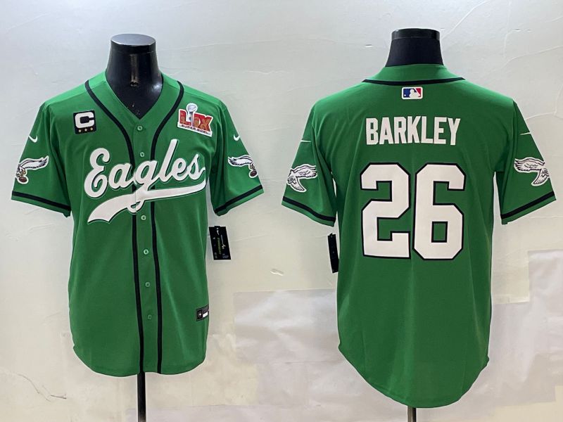 Men Philadelphia Eagles 26 Barkley Green three generations Jointly Name 2025 Nike Limited NFL Jersey style 15